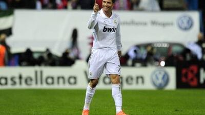 Cristiano Ronaldo celebrates one of his three goals.