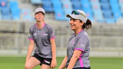 Sana Mir during training with the South Coast Sapphires at the Dubai International Stadium. Photo: FairBreak Global