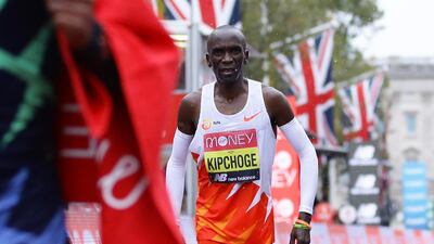 Kenya's Eliud Kipchoge after finishing the elite men's race. Reuters