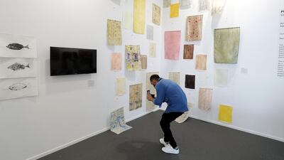 Fleeting Stains by Nahla Tabbaa, part of Campus Art Dubai's presentation at Art Dubai 2021. Chris Whiteoak / The National