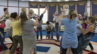 A meeting of members of Abu Dhabi Mums in Zayed Sports City. Mona Al Marzooqi / The National