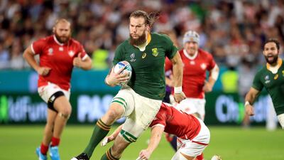 South Africa's RG Snyman breaks through Canada's defence. PA