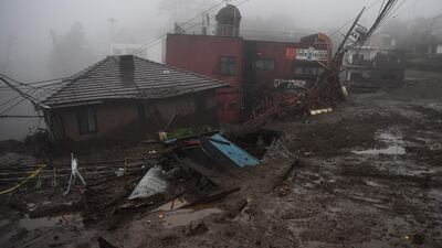 Mud and debris at the scene of a landslide in Atami, a popular resort town in Japan's Shizuoka Prefecture. AFP