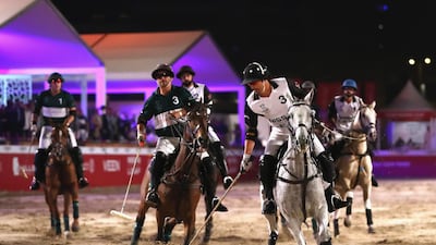 General view of action during the Beach Polo Cup 2017 Final match between Nissan Leave and Royal Pearls at Skydive Dubai. Francois Nel / Getty Images