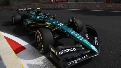 Aston Martin's Fernando Alonso at the Baku City Circuit. AFP