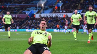 Billy Sharp of Sheffield United celebrates scoring his hat-trick goal during the Sky Bet Championship match against Aston Villa at Villa Park on February 08, 2019 in Birmingham. Getty Images