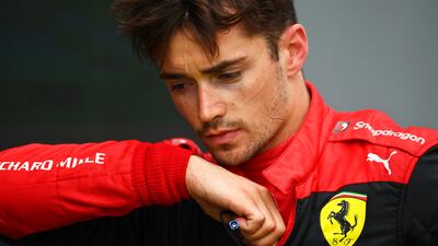 Sixth-placed Charles Leclerc looks dejected in parc ferme. Getty
