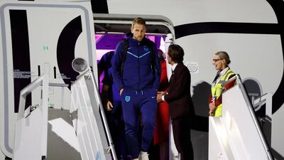 England´s Harry Kane arrives in Doha. Reuters