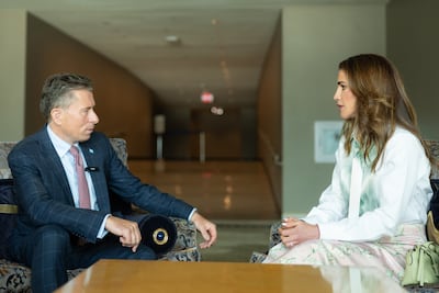 Queen Rania with Tom Fletcher, the UN Undersecretary General for Humanitarian Affairs and Emergency Relief Co-ordinator. Photo: Royal Hashemite Court