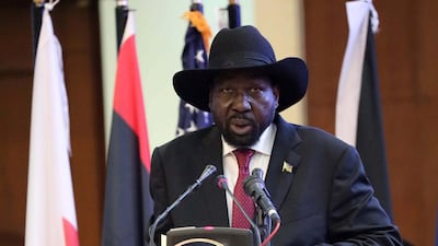 President of South Sudan, Salva Kiir Mayardit addresses the audience during the ceremony for the signing of the power sharing agreement between Sudan's military council and the opposition, in Khartoum, Sudan, 17 August 2019. EPA/MORWAN ALI EPA-EFE/MORWAN ALI