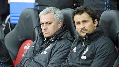 Jose Mourinho, left, watches on during Manchester United's goalless draw against Southampton. Gerry Penny / EPA