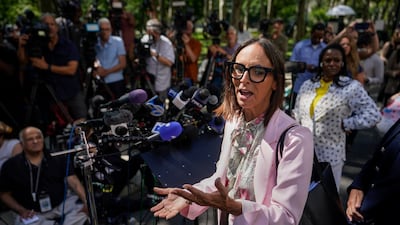 Kelly's lawyer Jennifer Bonjean speaks after her client was sentenced to 30 years in jail. AP