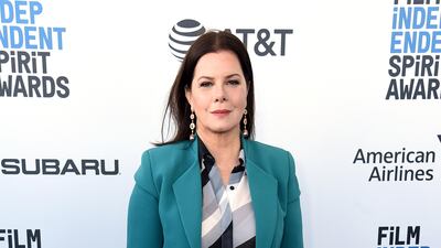 Marcia Gay Harden arrives at the 34th Film Independent Spirit Awards on Saturday, February 23, 2019. AP