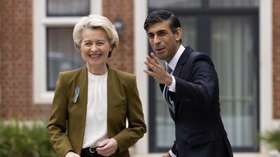 Rishi Sunak met Ursula von der Leyen near Windsor, southern England. PA