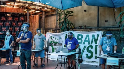 Members of a transport organisation hold a press conference to coincide with May Day, or International Workers' Day, in suburban Manila on May 1, 2020,. AFP