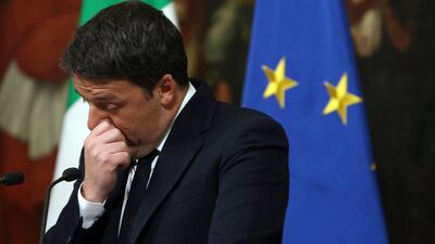 Matteo Renzi gives a speech after the results of the referendum on constitutional reforms at Palazzo Chigi in Rome, Italy. Franco Origlia / Getty Images