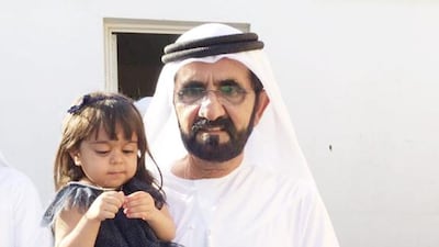 Sheikh Mohammed bin Rashid, Vice President and Ruler of Dubai, meets with Mahra Al Shehi, the little girl who appeared in a viral video mimicking his speech. Dubai Media Office