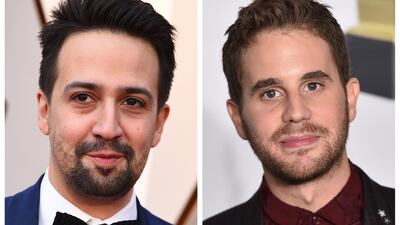 Lin-Manuel Miranda, left, and Ben Platt, right, have recorded a duet called Found/Tonight, mixing lyrics from You Will Be Found from Dear Evan Hansen and The Story of Tonight from Hamilton. AP