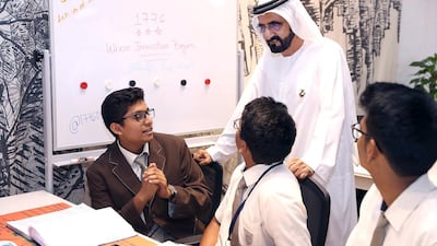 Sheikh Mohammed bin Rashid launches the Dubai Future Accelerators programme at Jumeirah Emirates Towers. The programme connects government departments with the world’s most innovative companies to find solutions to the most pressing problems of the 21st century. It is part of the UAE’s Strategy of the Future, detailed last week. Wam