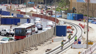 Construction works for the Dubai tram at Jumeirah Beach. Jaime Puebla / The National