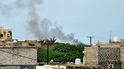 Smoke rises during Houthi strikes on the Red Sea port city of Mocha. Reuters