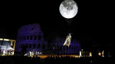 A spectacular show to promote Rome's bid to host the 2030 Expo before the BIE, the organising committee of the world's fair, at the Colosseum in the Italian capital. Shutterstock