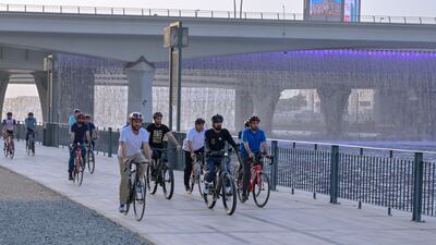 An avid cyclist, Sheikh Mohammed bin Rashid, Vice President and Ruler of Dubai, is often seen at Al Qudra desert track