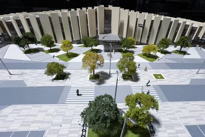 A model of what an Etihad Rail station might look like. Victor Besa / The National