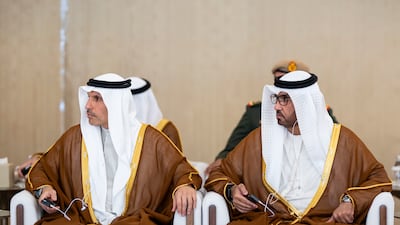 Khaldoon Khalifa Al Mubarak, Abu Dhabi Executive Council Member, chairman of the Executive Affairs Authority and managing director of Mubadala Investment Company, and Dr Sultan bin Ahmed Al Jaber, UAE Minister of Industry and Advanced Technology, group CEO of Adnoc and chairman of Masdar