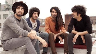 From left, the slain brothers Arash Farazmand, 26, and Soroush Farazmand, 25, with the band members Obaash Karampour, 23, and Koory Mirzaei, 23. Dave Sanders for The National