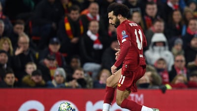Liverpool's Egyptian midfielder Mohamed Salah controls the ball during the Champions League game against Napoli. AFP