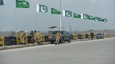 The Pakistan Army secure Islamabad ahead of the visit of Mohammad Bin Salman in Islamabad. EPA