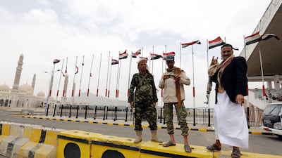 Yemeni soldiers loyal to ex-president Ali Abdullah Saleh, who was killed by the Houthi rebels, stand guard at a square in Sanaa, Yemen, August 21, 2017. Yahya Arhab / EPA
