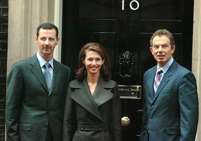 Bashar Al Assad was once seen in Britain as a moderniser with links to the UK via his wife Asma. The couple visited Tony Blair at Downing Street in 2002. Getty Images