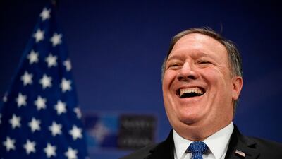 US Secretary of State Mike Pompeo at a press conference during a NATO Foreign ministers' meeting in Brussels on April 27, 2018. John Thys / AFP