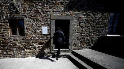 A visitor enters the house of Leonardo Da Vinci. AFP