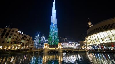 Dubai's Burj Khalifa lights up to celebrate with Saudi Arabia as the kingdom announces its new tourism visas. Supplied