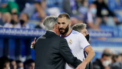 Carlo Ancelotti with Karim Benzema.