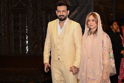 Former Indian cricketer Irfan Pathan and his wife Safa Baig. AFP
