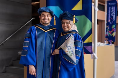 Muhammad Maaz and Hanoona Rasheed were among this year's graduates at MBZUAI. Antonie Robertson / The National