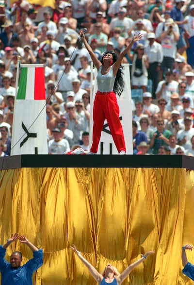 Diana Ross during the opening ceremony of the 1994 World Cup at Soldier Field in Chicago. Allsport