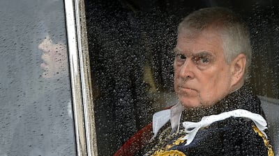 Prince Andrew leaves Westminster Abbey after the coronation of King Charles III and Queen Camilla in 2023