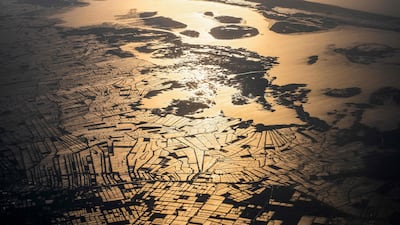 Salt evaporation ponds near the Manzala salt lake in Egypt's northern province of Daqahliya. AFP