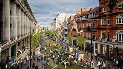 Undated handout photo issued by the Mayor of London's office of an artist's impression of a pedestrianised Oxford Street in central London. Tuesday September 17, 2024. PA