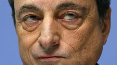 European Central Bank (ECB) president Mario Draghi addresses an ECB news conference, for the first time in the ECB's new 1.3 billion euro headquarters in Frankfurt. Mr Draghi said on Thursday the bank would reassess the impact of its monetary policy stimulus early next year and take further action if necessary. He also told a news conference the level of technical preparation for further measures - widely believed to include quantitative easing sovereign bond buying - has been stepped up. Ralph Orlowski / Reuters