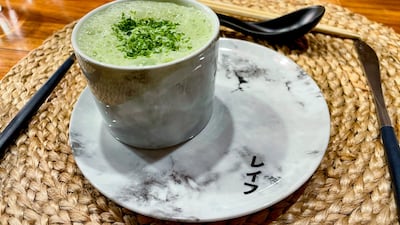 Warm tofu with uni, caviar and seaweed foam.