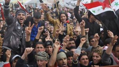 Sunni Muslim protesters take part in a demonstration in Ramadi, west of Baghdad. Opponents of Iraqi PM Nuri Al Maliki want to call him to parliament for questioning in a second attempt to force a vote of no confidence.