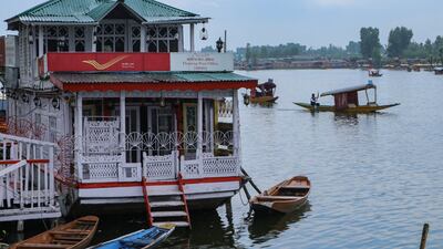 The floating post office on the banks of Dal Lake in Srinagar, Kashmir. Photo: Adil Abbas for The National