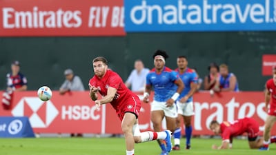 Isaac Kaay and his Canada teammates face the daunting task of playing New Zealand on Day Two of the 2019 Dubai Rugby Sevens. Chris Whiteoak / The National