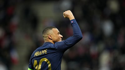 France's Kylian Mbappe celebrates after scoring against Gibraltar. AP